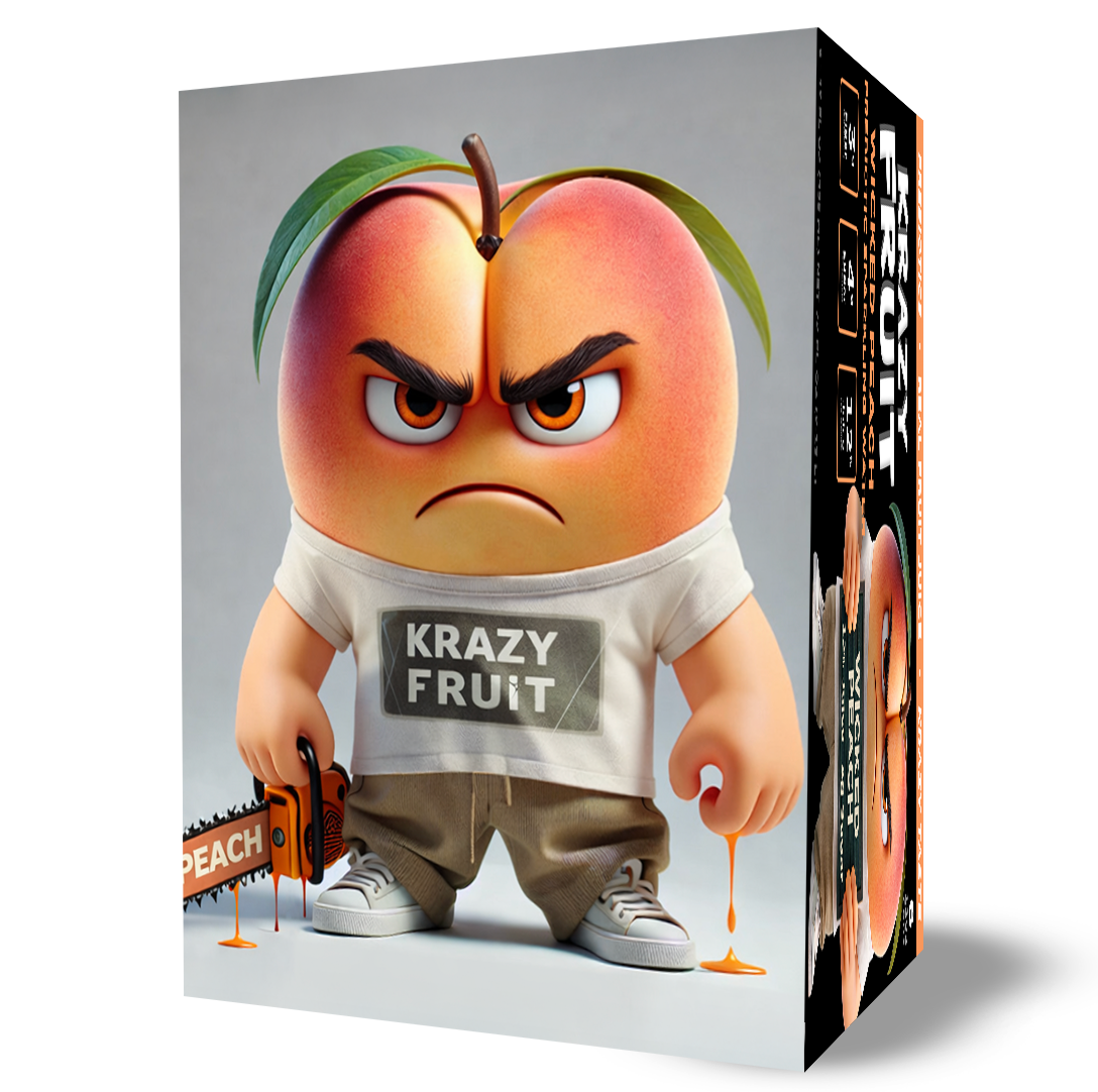 Krazy Fruit Wicked Peach Prebiotic Sparkling Water made with Real Fruit Juice, Low Calorie, 6-Pack, 12 fl oz Cans