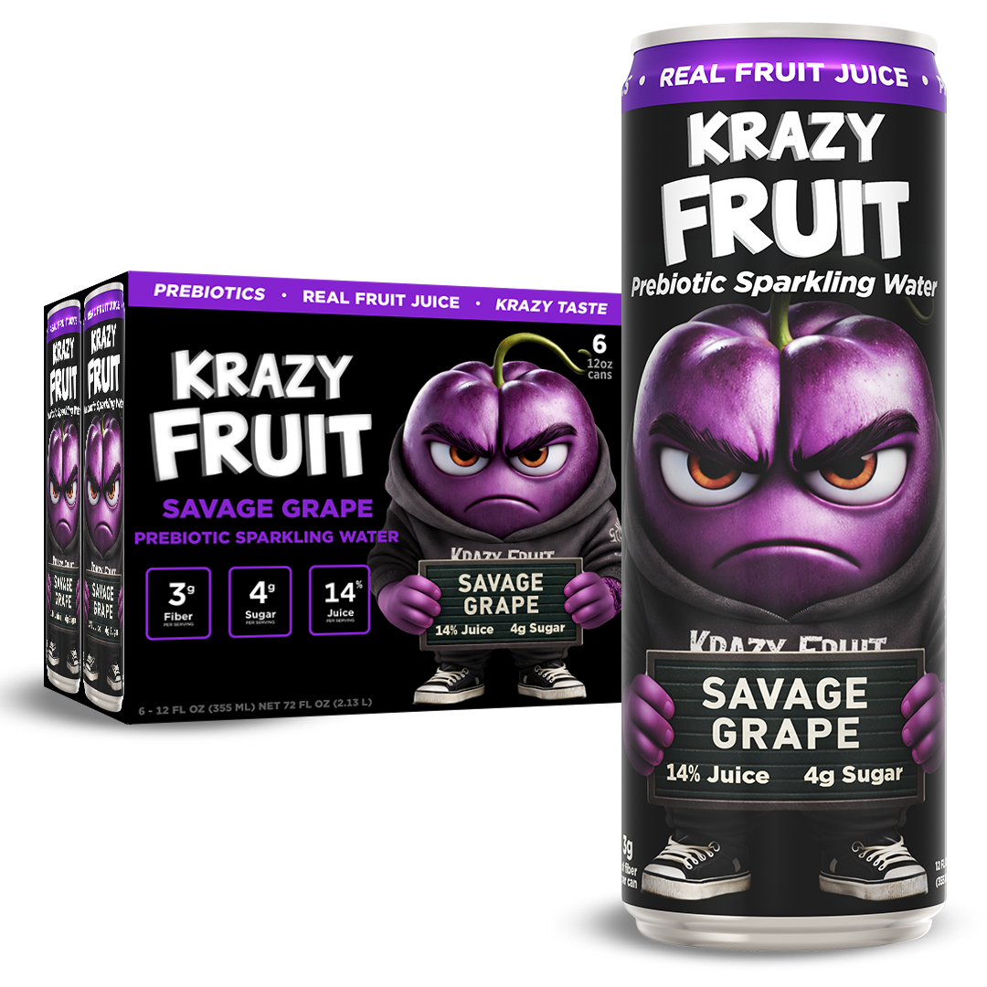 Krazy Fruit Savage Grape Prebiotic Sparkling Water made with Real