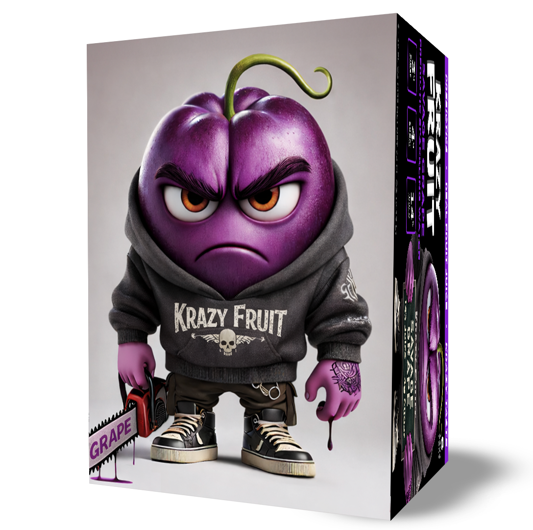 Krazy Fruit Savage Grape Prebiotic Sparkling Water made with Real Fruit Juice, Low Calorie, 6-Pack, 12 fl oz Cans