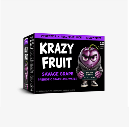 Savage Grape Prebiotic Sparkling Water 12 Pack