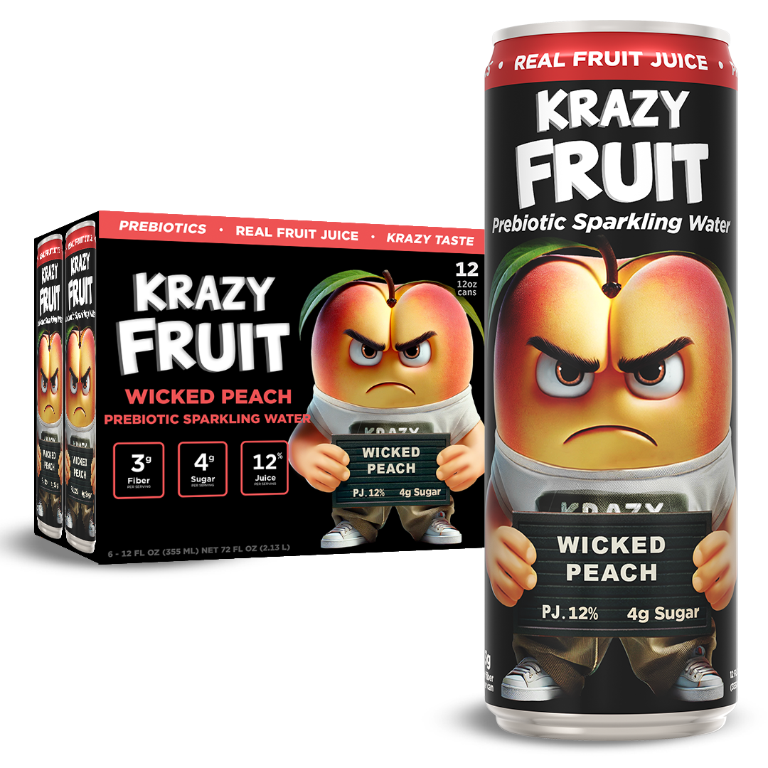 Wicked Peach Prebiotic Sparkling Water 12 Pack