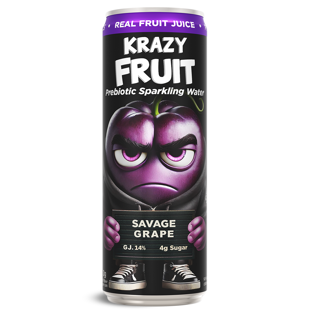 Savage Grape Prebiotic Sparkling Water 12 Pack – KRAZY FRUIT