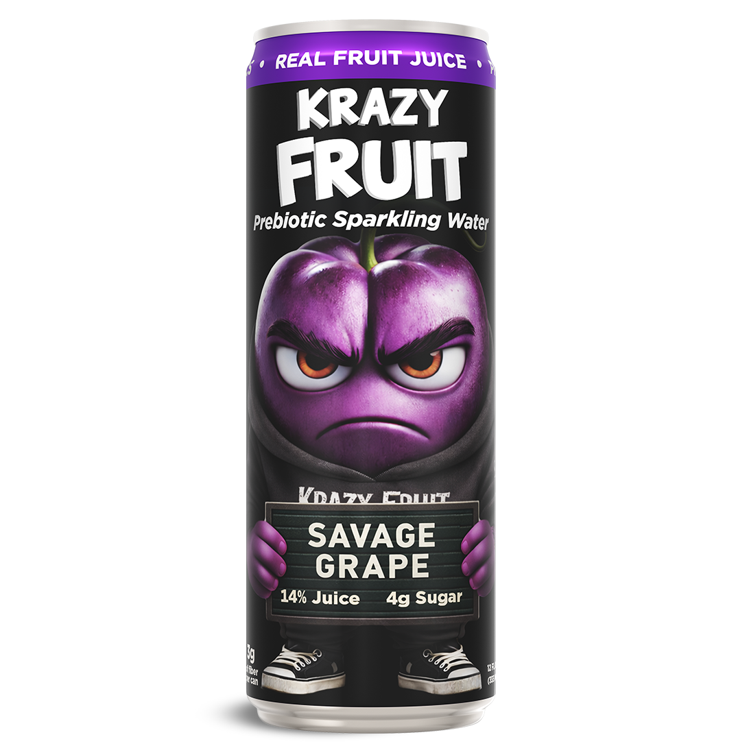 Krazy Fruit Savage Grape Prebiotic Sparkling Water made with Real Frui KRAZY FRUIT Krazy Fruit Savage Grape Prebiotic Sparkling Water made with Real Frui KRAZY FRUIT