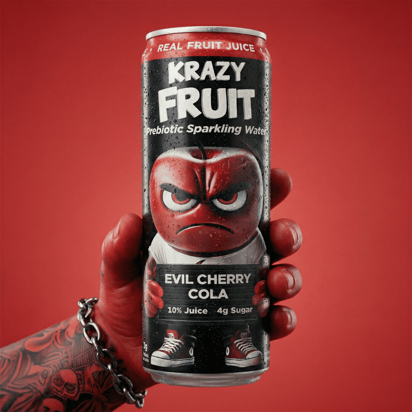 Krazy Fruit Evil Cherry Cola Prebiotic Sparkling Water made with Real Fruit Juice, Low Calorie, 6-Pack, 12 fl oz Cans