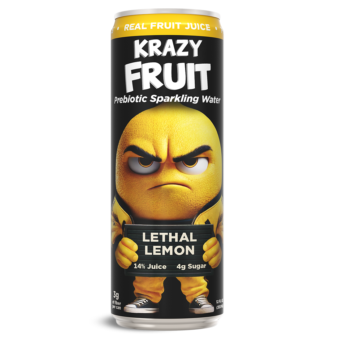 Krazy Fruit Lethal Lemon Prebiotic Sparkling Water made with Real Krazy Fruit Lethal Lemon Prebiotic Sparkling Water made with Real