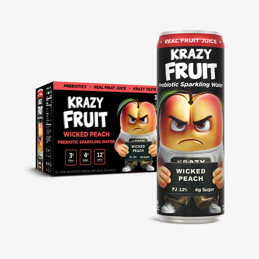 Wicked Peach Prebiotic Sparkling Water 12 Pack