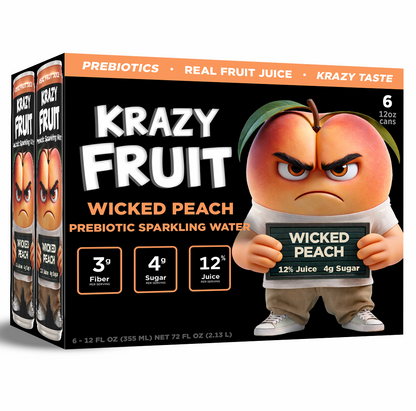 Wicked Peach Prebiotic Sparkling Water 12 Pack